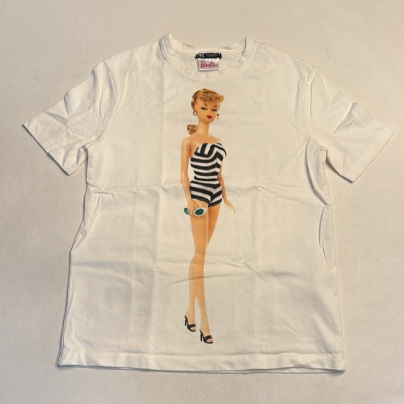 NWOT Zara Barbie Iconic T-shirt - Striped Swimsuit Tee - Picture 4 of 6